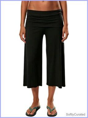 Gaucho Capri Pants Low Rise Fold Over Wide Leg Yoga Pants